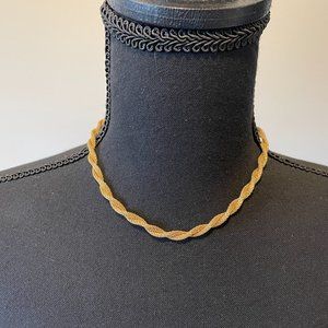SARAH COVENTRY Vintage 1970's Gold Mesh Twist Necklace